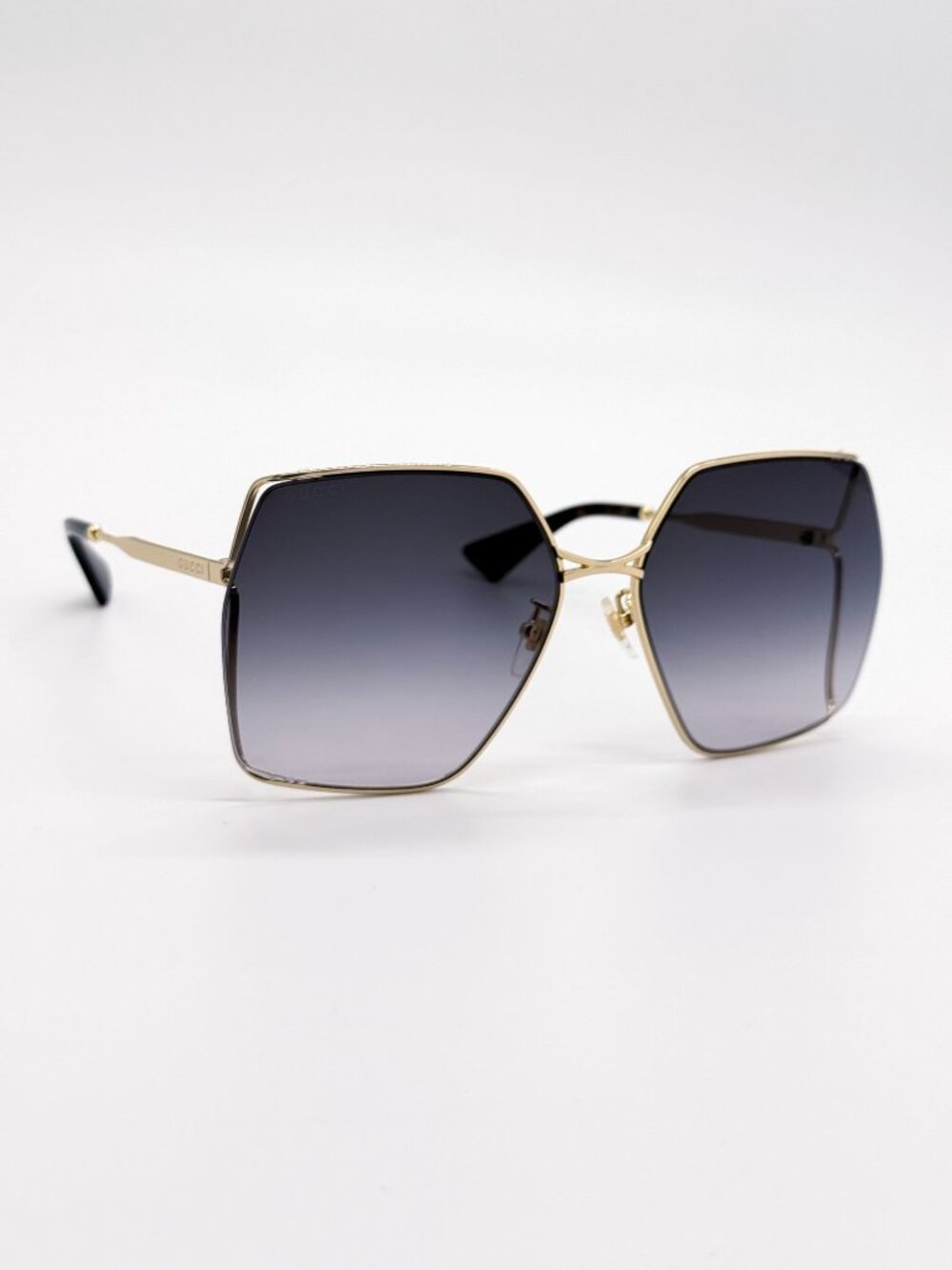 NEW GUCCI SUNGLASSES GG0817S 001 GOLD/GRAY SQUARE WOMEN GUCCI EYEWEAR - Picture 5 of 11